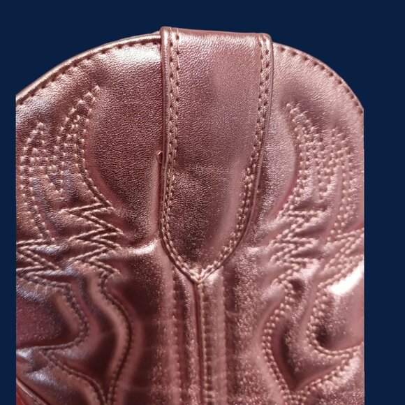Soda Blazing Western-Style Ankle Boots  Stitched Pointed  Toe  Metallic Rose 9 - Picture 3 of 16